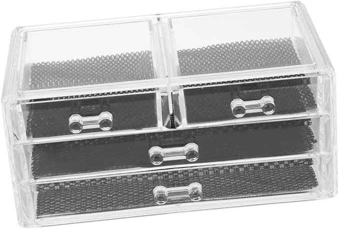 Sustainable PRETYZOOM Large 3-Layer 4-Drawer Acrylic Makeup Organizer for Desktop Dustproof Cosmetic Storage Box Non-Slip Base for Vanity and DresserAbout ThisOverview Casual