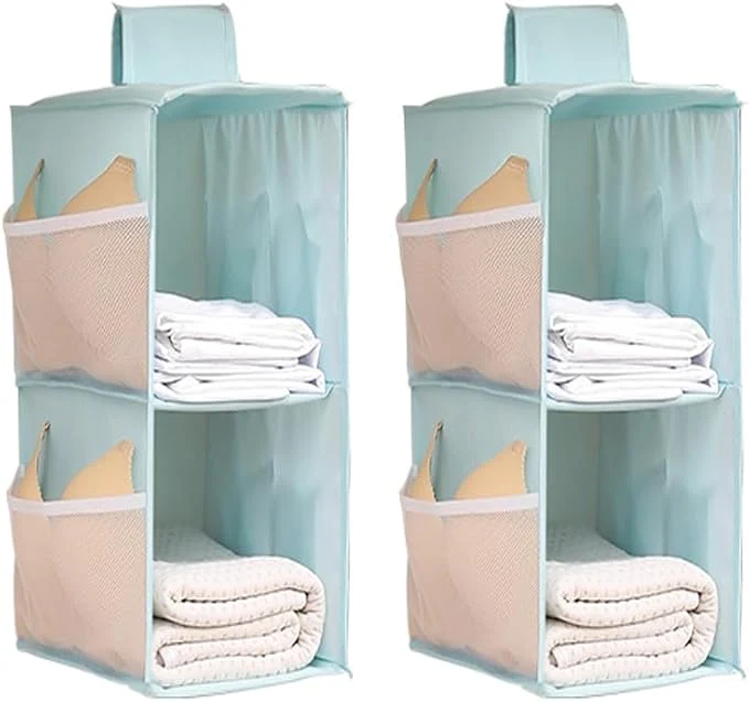 Trendy Hanging Closet Organizer 4-Section Storage Shelves Oxford Cloth with Mesh Pockets Cerulean 2 Section About ThisOverview Natural