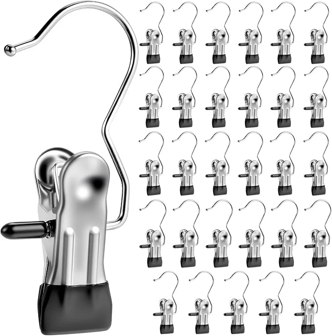 Practical Senbowe 30 Pack Heavy Duty Clothes Pins Boot Hangers for Closet Laundry Hook Hanging Clips Clamps for Closet Organizer Pants Hats Socks Towels Clips Clothespins Hanger for Travel Handbag LeggingAbout ThisOverview Classic