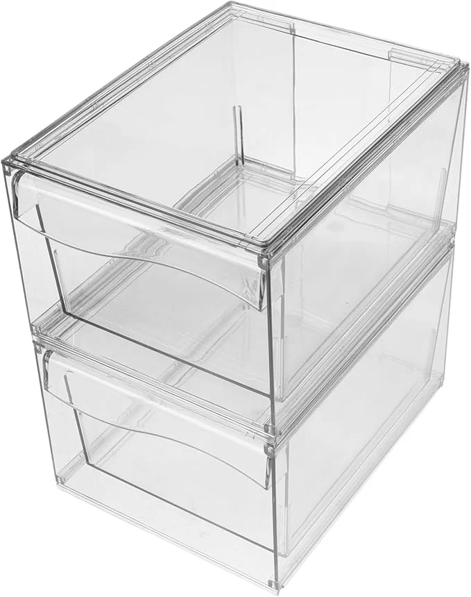 Premium Material Vaguelly 2pcs Stackable Makeup Organizer with Acrylic Desktop Storage Box for Cosmetics Vanity and Bathroom Essentials for OrganizationAbout ThisOverview High-Performance