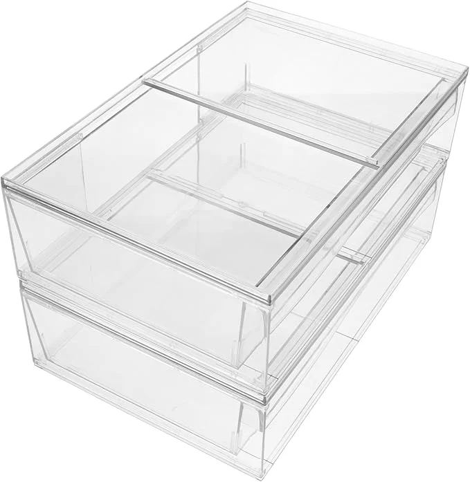 Easy-to-Use Vaguelly 2pcs Acrylic Makeup Organizer with Drawer Detachable Desktop Storage Box for Cosmetics Elegant Design for Home to Clean for Bathroom and Vanity UseAbout ThisOverview Superior
