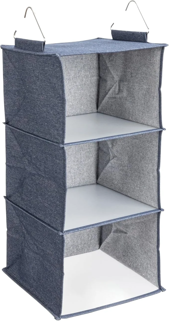 Fast Household Essentials Hanging Cotton Blend Closet Organizer with 3 Storage Shelves DenimAbout ThisOverview Specialty