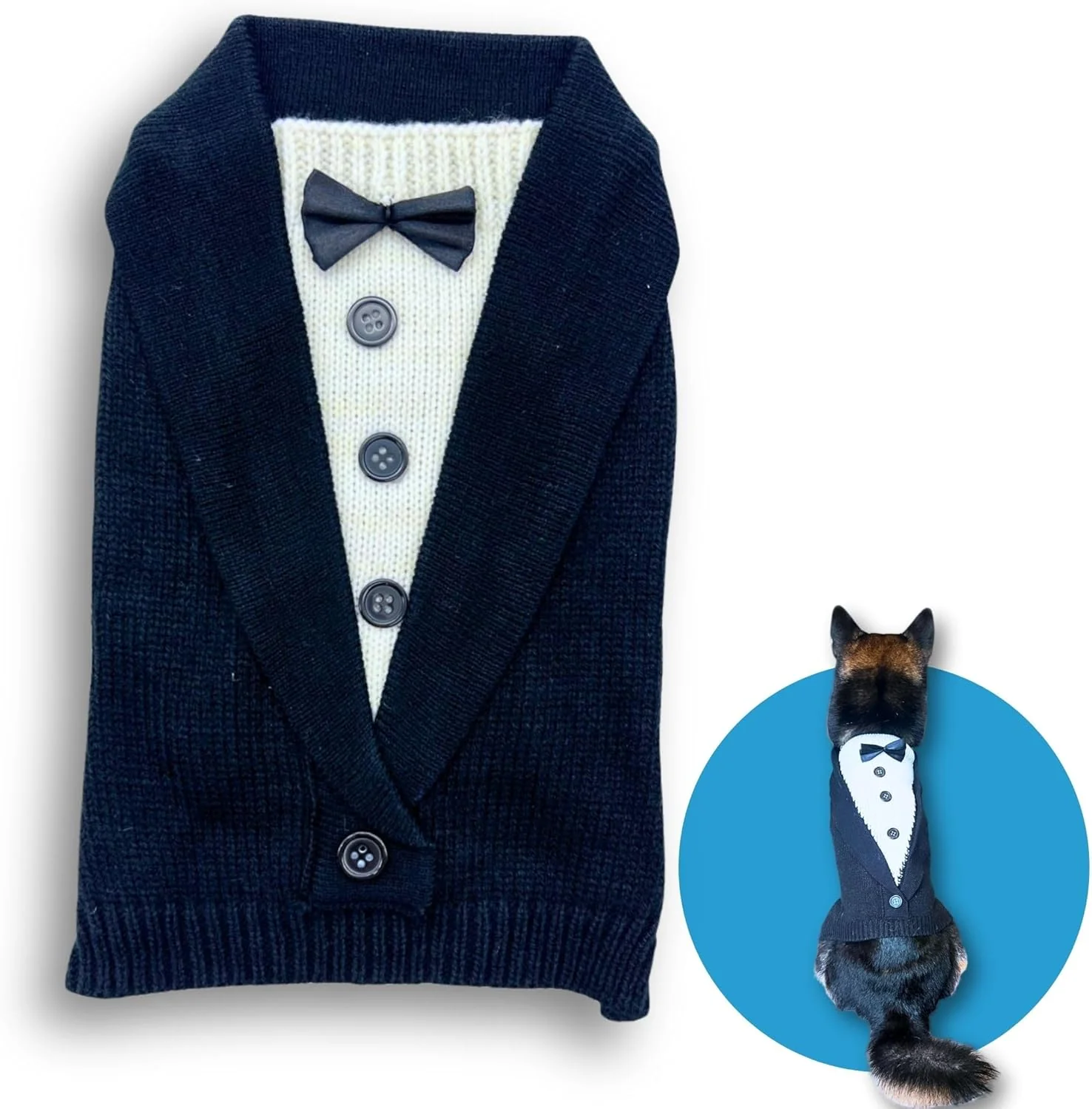 Elite Cute Sweater for Dogs and Cats Soft Flannel Pet Outfit Warm and Cozy Animal Hoodie Small to Large Pet Clothes for Halloween Parties and Everyday Wear Small Black Bowtie Genuine