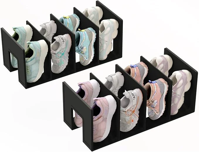 Contemporary Kids Shoe Rack - 2 Pack Shoe Organizer for Toddlers Children Space-Saving Nursery Shoe Storage Shelf Small Baby Shoes Display Rack for Closet Entryway for Desk File Book Organizer Black About ThisOverview Recyclable