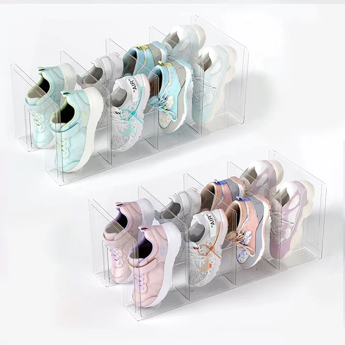 Verified Acrylic Kids Shoe Rack - 2 Pack Clear Shoe Organizer for Toddlers Children Space-Saving Nursery Shoe Storage Shelf Small Baby Shoes Display Rack for Closet Entryway for Desk File Book OrganizerAbout ThisOverview Environmentally Friendly