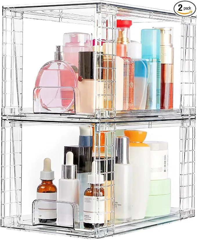 Unique Clear Acrylic Storage Organizer Set Multi-Purpose Cabinet Bins for Office Kitchen Bathroom Stackable 2 About ThisOverview Minimalist