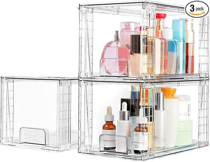 Green Clear Acrylic Storage Organizer Set Multi-Purpose Cabinet Bins for Office Kitchen Bathroom Stackable 3 About ThisOverview Fast