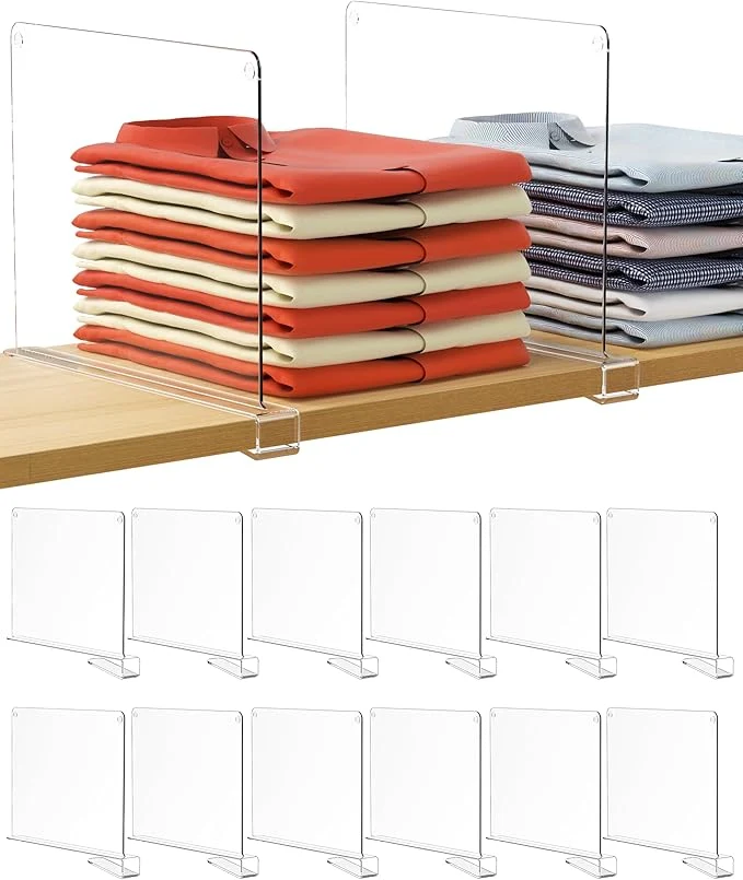 Soft HBlife 12 Inches Tall Extra Tall Version Shelf Dividers Purse Organizer for Closet Clear Acrylic Bookshelf for Organization Closet Organizers and Storage for Handbags 12 PCSAbout This Contemporary
