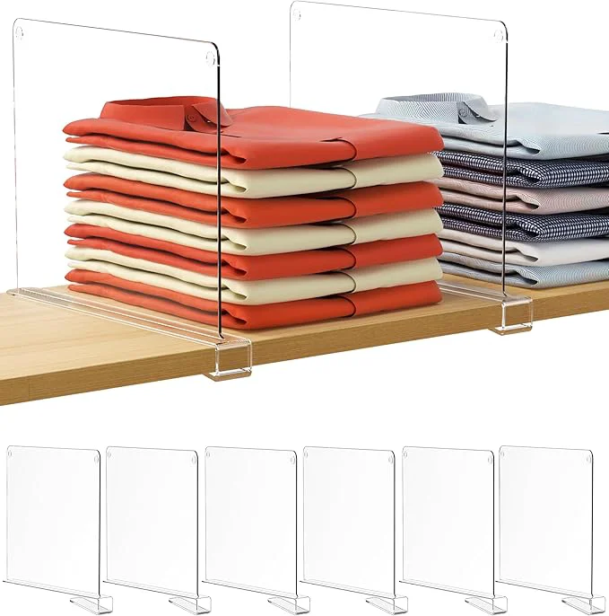 Flexible HBlife 12 Inches Tall Extra Tall Version Shelf Dividers Purse Organizer for Closet Clear Acrylic Bookshelf for Organization Closet Organizers and Storage for Handbags 6 PCSAbout This Stylish