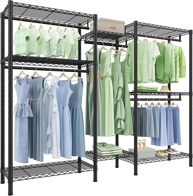 Refined Raybee Clothes Rack Heavy Duty，Clothing Racks for Hanging Clothes with 5 Adjustable Hanging Rods Metal Garment Rack for Bedroom Laundry Room Apartment Gloss BlackAbout ThisOverview Effective