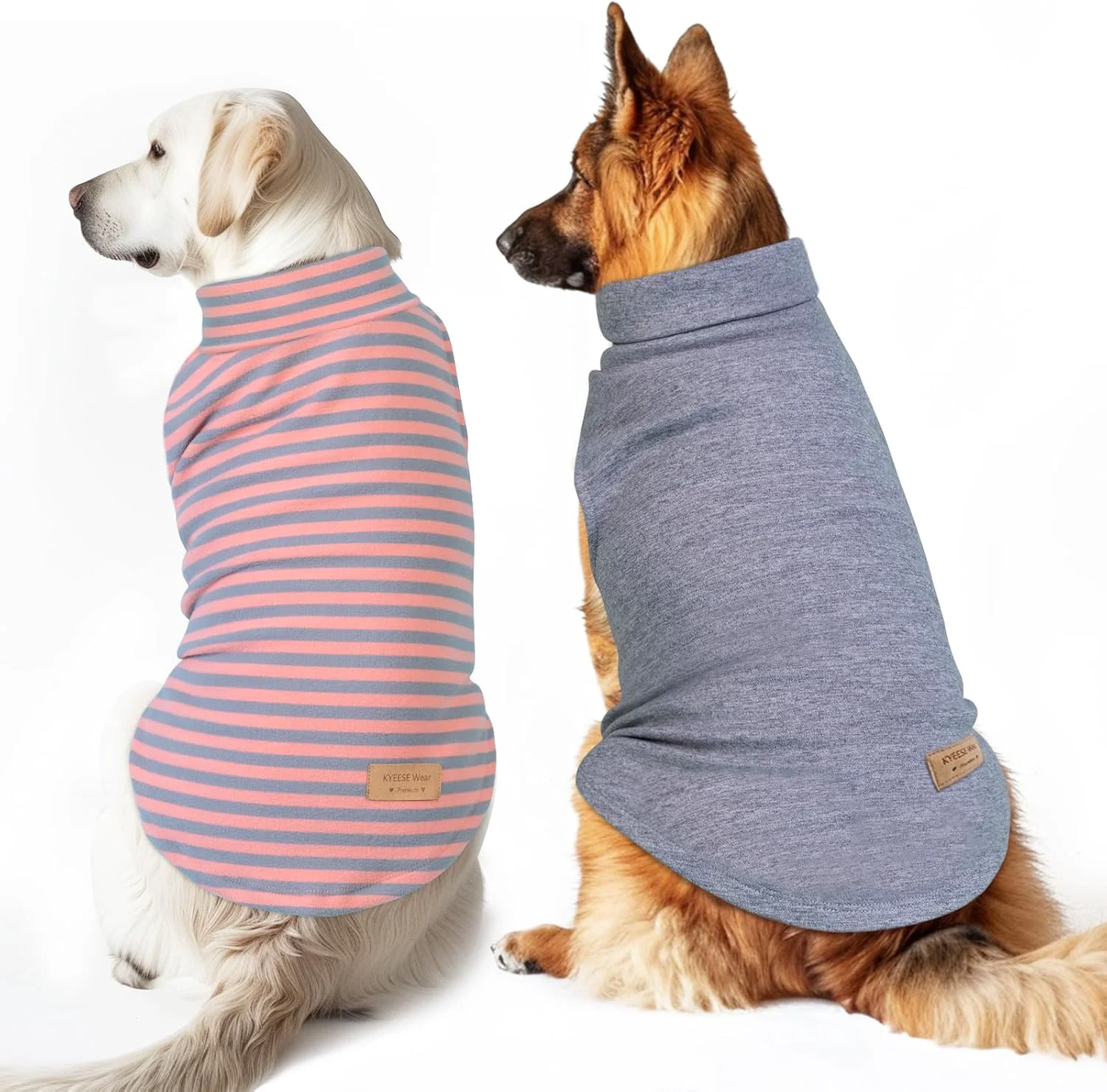 Trendy KYEESE 2Pack Dog Sweater Stretchy Dog Sweatshirt Warm Pet Coats Soft Pet Clothes Pullover Sweaters for Medium Dogs Girl Turtleneck Large Dogs Sweater Specialty