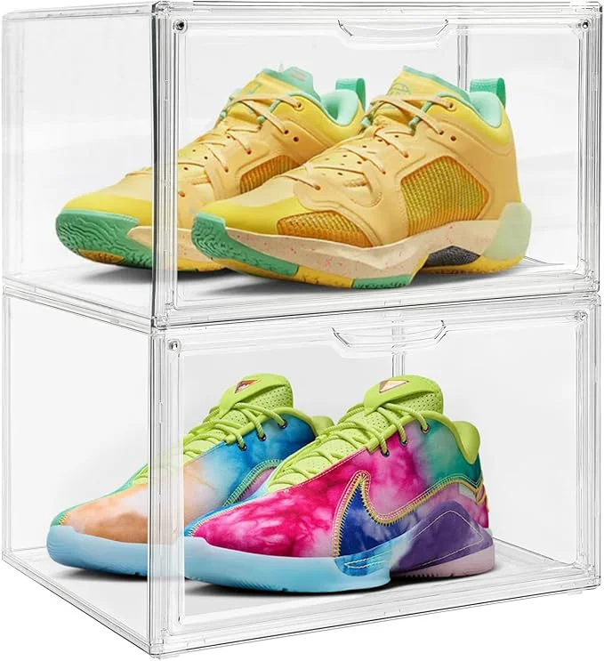 Smart 2 Pack Clear Acrylic Sneaker Shoe Display Case Shoe Storage Boxes Stackable Acrylic Boxes for Shoes Display with Lid Boot Storage Organizer for Tall Boot Purse Handbag Organizer for ClosetAbout ThisOverview Genuine