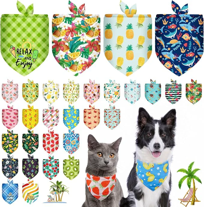 Carefully Designed SCENE 30 PCS Dog Bandanas Bulk Summer Pet Bibs Efficient