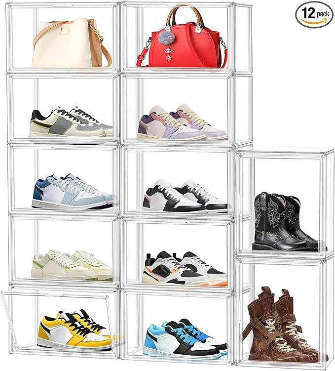Crafted 12 Pack Clear Shoes Box Shoe Storage Organizer for Closet Stackable Acrylic Handbag Display Case Shoe Organizer for EntrywayAbout ThisOverview Dependable