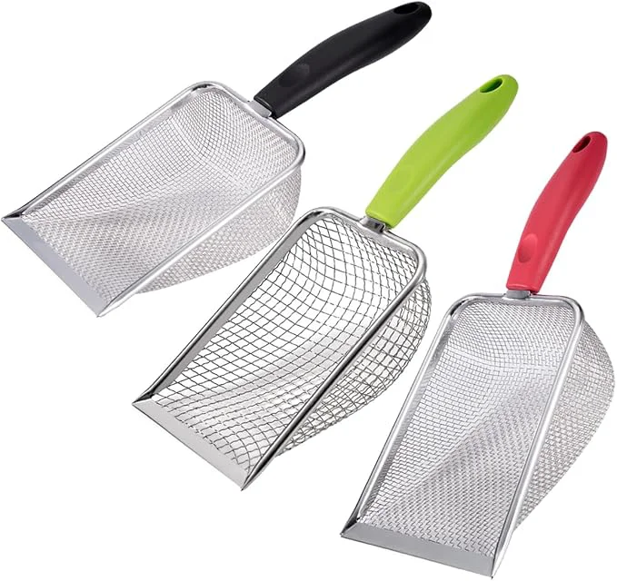 User-Friendly 3PCS Cat Litter Scoop Reptile Stainless Steel Fine Mesh Litter Cleaner Corner Easy-to-Use