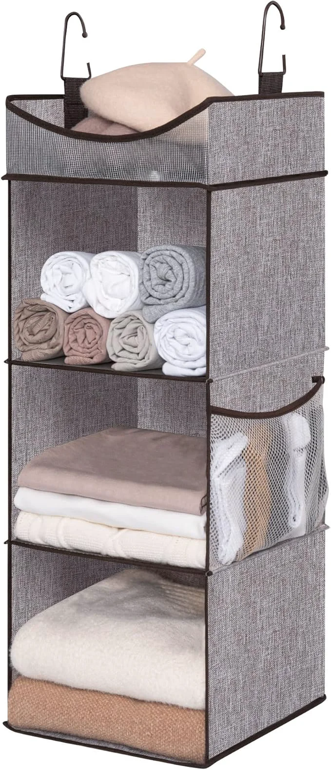 Excellent StorageWorks Hanging Closet Organizer 3-Shelf Shelves with Top Shelf 12 W x 12 D x 35 ¼ H Mixing of Brown and GrayAbout ThisOverview Classic