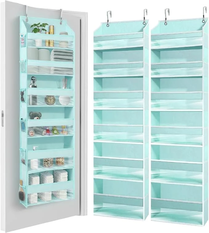 Convenient HOMELUX THEORY UPGRADED 6 Tiers Over The Door Organizer Hanging - 100D EXTRA THICK 50lbs HUGE CAPACITY 12 Side Mesh Pockets Over The Door Shoe Organizer Hanging Closet Organizer Baby Blue 2pc About ThisOverview World-Class
