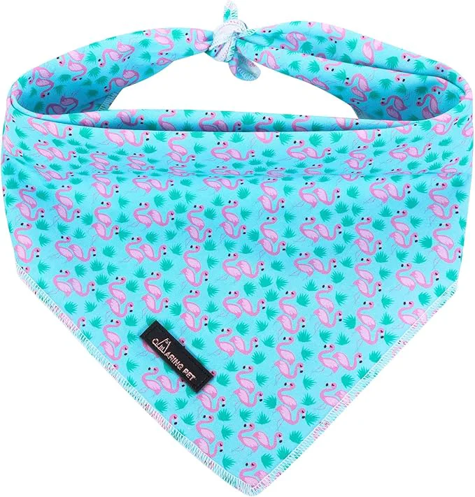 Authentic ARING PET Summer Dog Bandanas Turquoise Flamingo Kerchief Triangle Bibs Scarf Clean