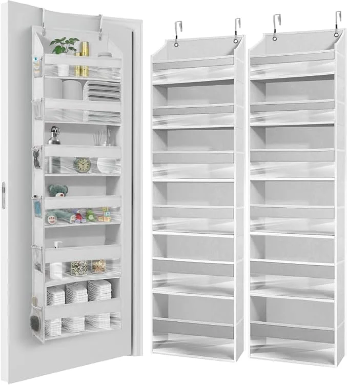 Genuine HOMELUX THEORY UPGRADED 6 Tiers Over The Door Organizer Hanging - 100D EXTRA THICK 50lbs HUGE CAPACITY 12 Side Mesh Pockets Over The Door Shoe Organizer Hanging Closet Organizer Light Gray 2pc About ThisOverview Reusable