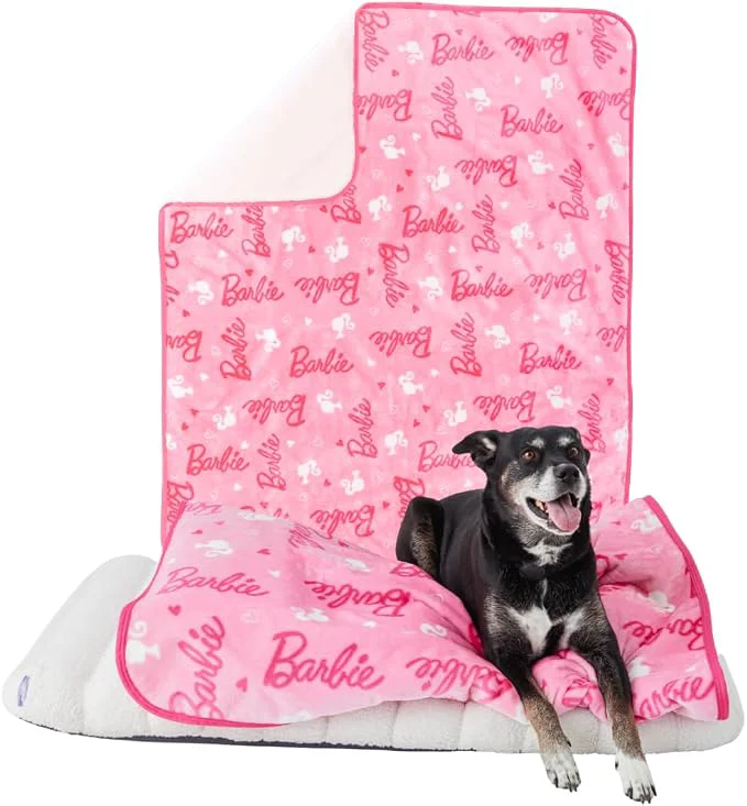 User-Friendly Franco Pet Barbie Super Soft Cozy Waterproof Sherpa-Backed Blanket Throw Versatile
