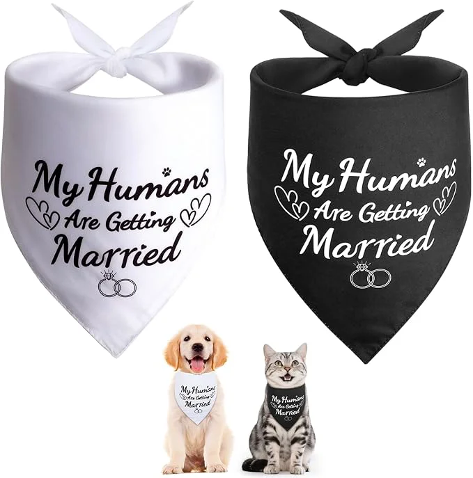 Trendy SZEE 2 Pack My Humans are Getting Married Dog Bandanas Wedding or Engagement Specialty