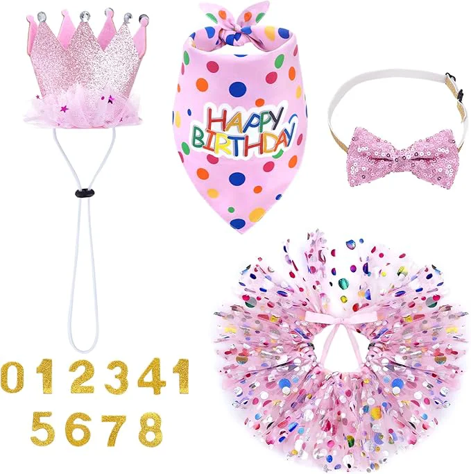 Dependable hoyuwak Dog Birthday Party Supplies Girl Dog Birthday Bandana Tutu Set Cute Hat Easy-to-Use