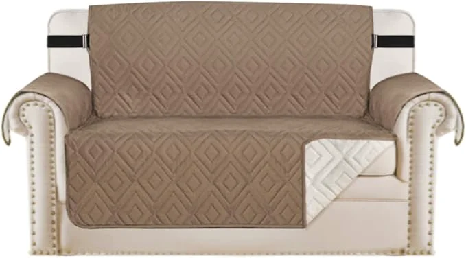 Natural H.VERSAILTEX Reversible Loveseat Cover Furniture Protector Anti-Slip Water Elite