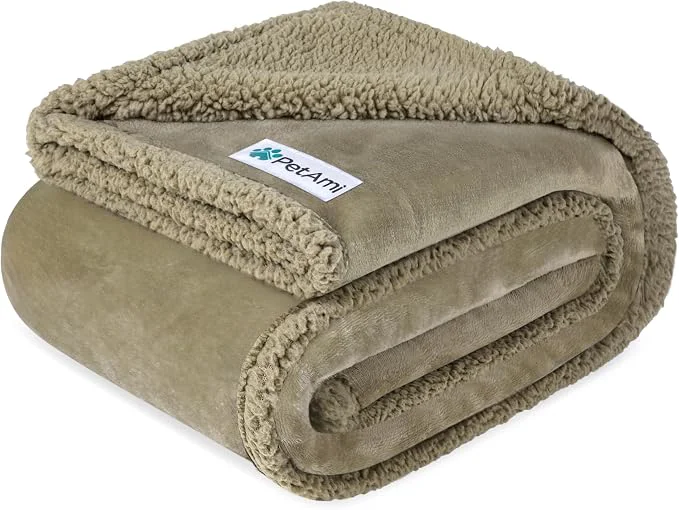 Comfortable PetAmi Waterproof Dog Blanket for Small Medium Dog Puppy Cat Throw for Couch Natural
