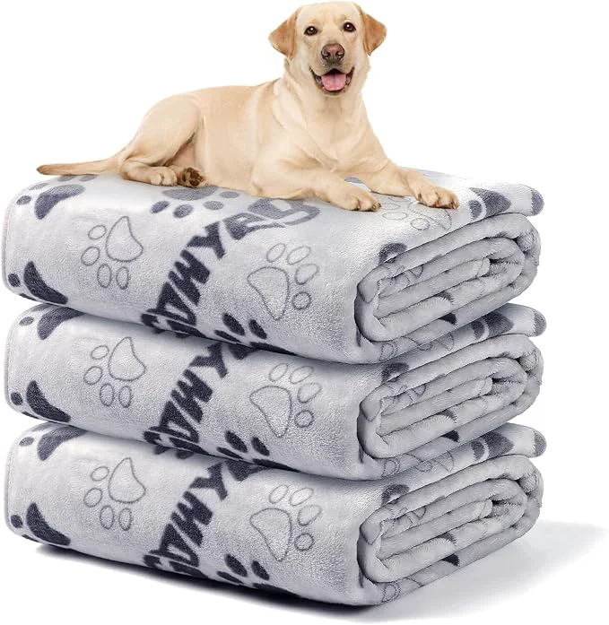 Solid Soft Dog Blankets for Large Dogs Cat Flannel Blanket Washable 1 Pack 3 Functional
