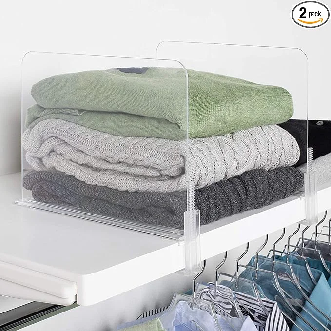 Excellent Richards Homewares Acrylic Shelf dividers 2 Pack- Closet Organizer and Storage for Purses Sweaters Clothes or Books - Clear Separators for Bedroom Kitchen Cabinets or Office ShelvesAbout ThisOverview High-Performance