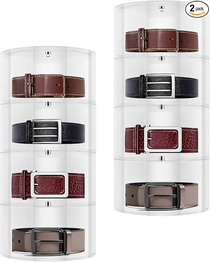 Premium Belt Organizer 8 Compartments Acrylic Belt Storage for Closet with Dust Cover Transparent Display Case for Belts Multi-Purpose Display Box Clear Belt Tie Case for Women Men HomeAbout ThisOverview Sustainable