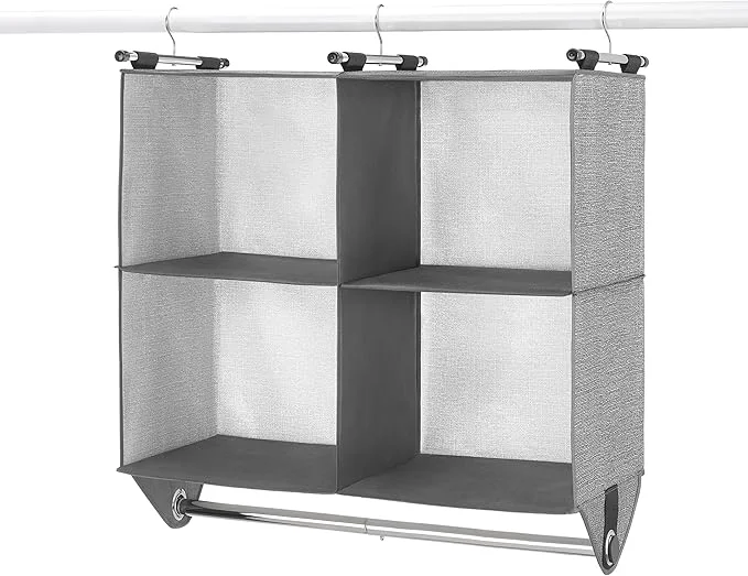 Reusable Whitmor 4 Section Fabric Closet Organizer Shelving with Built In Chrome Garment RodAbout ThisOverview Innovative
