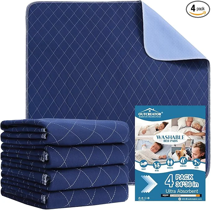 Premium Material OUTCREATOR® Washable Bed Pads 34 x 36 Incontinence Mattress Protector User-Friendly
