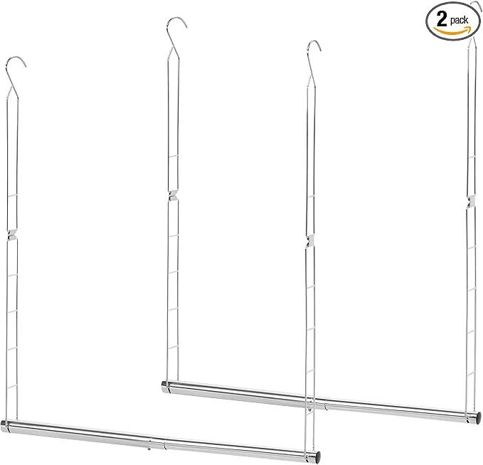 Smart STORAGE MANIAC Hanging Closet Rod Adjustable Width and Height Closet Hanging Organizer Space-Saving Clothes Hanging Bar Closet Extender Hanging Rod Double Closet Hanging Rod 2 Pack ChromeAbout ThisOverview Efficient