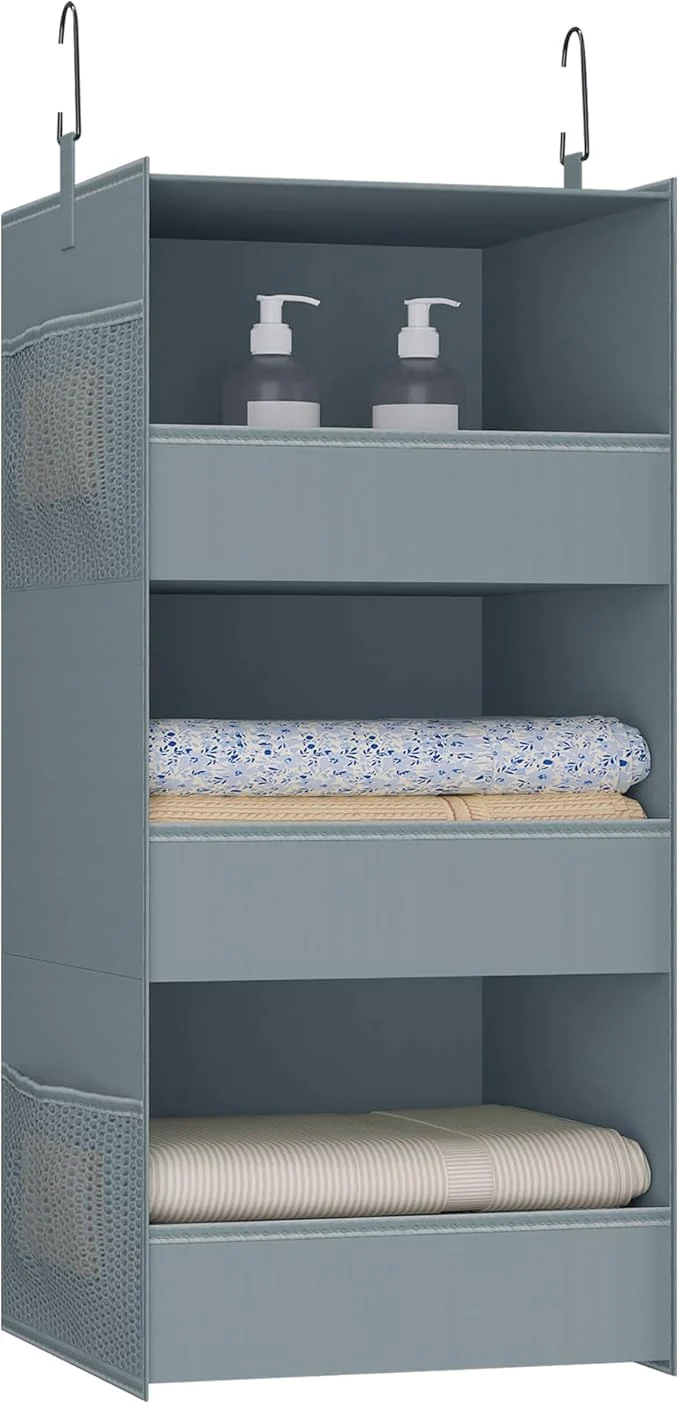 Authentic 3-Shelf Hanging Closet Organizer and Storage Foldable Hanging Closet Shelves Front Lip Design Washable Hanging Storage 28 X 11-3 4 X 11-3 4 GrayAbout ThisOverview Quality