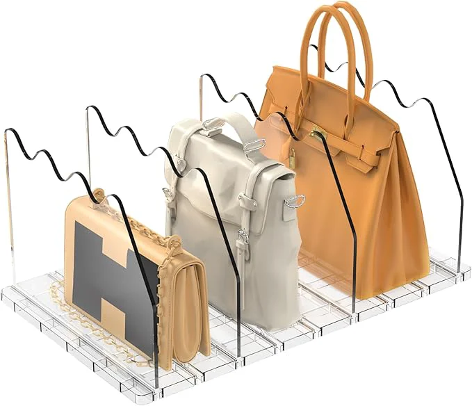 Luxury purse organizer for closet Sleek Transparent Acrylic Adjustable Organizer -shelf dividers Multifunctional for Home Office Spaces 4 Baffles 1 Hat Stand About ThisOverview Eco-Friendly