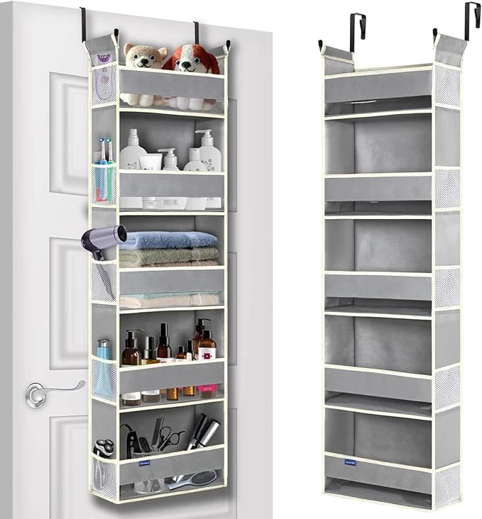 Outstanding Over The Door Organizer 5-Shelves and 10 Side Pockets Over The Door Storage for Bathroom Bedroom Nursery Hanging Door Organizer for Baby Diapers and Kids Toys 13 x5 x44 Grey About ThisOverview Stylish