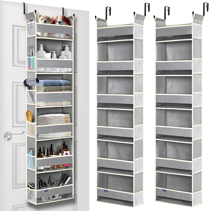 Crafted 2 Pack Over The Door Hanging Organizer 6-Shelves and 12 Side Pockets Over The Door Storage for Bathroom and Bedroom Back of Door Organizers for Baby Products and Kid's Toys 13 x5 x54 Grey About ThisOverview Smart