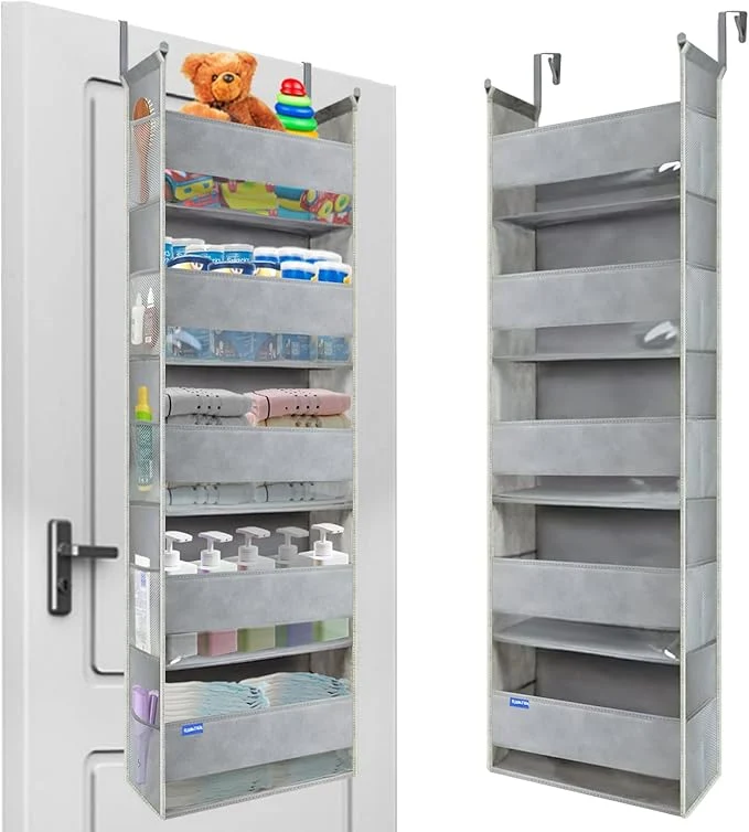 Flexible Extra Large Over The Door Organizer Storage 5-Shelves and 10 Side Pockets Heavy Duty Hanging Door Organizer for Closet Bathroom Bedroom Nursery Pantry GreyAbout ThisOverview Enhanced
