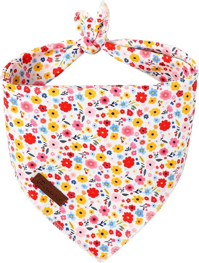 Advanced Floral Dog Bandana UP URARA PUP Flowers Triangle Bid Scarf Elegant