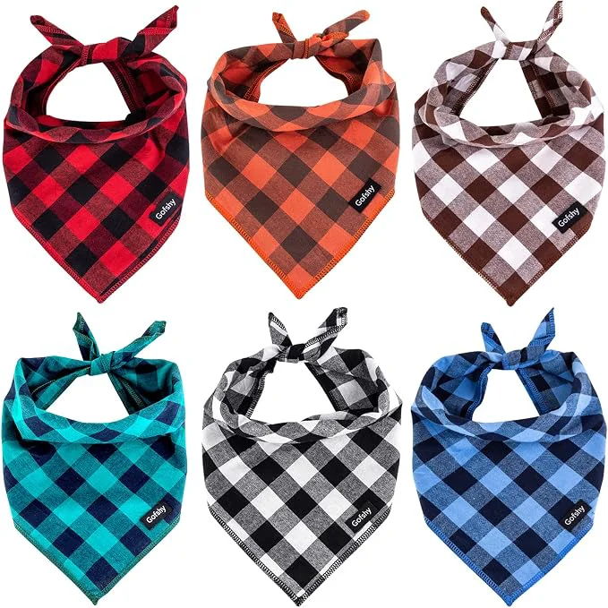 Consistent Buffalo Plaid Dog Bandanas Fall Christmas Classic 6PCS Dog Gifts Red Blue Green Verified