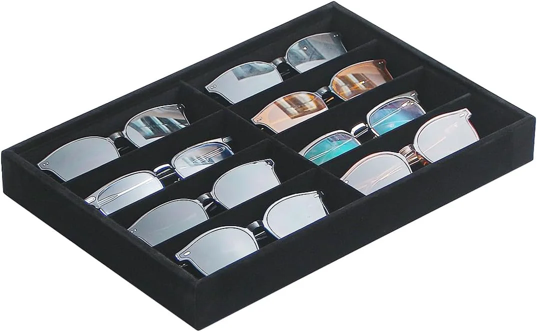 Comfortable Coward Sunglass Organizer Black Velvet Glasses Trays Eyeglasses Watches Jewelry Display - Men Women 8 Grids About ThisOverview Carefully Designed