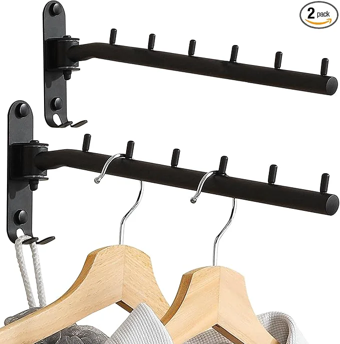 Smart Alise Wall Mounted Drying Rack Swivel Clothes Drying Rack Stainless Steel Space Saving Clothes Hanger Rack Heavty Duty Clothes Wall Drying Rack for Laundry Closet Bedroom Bathroom Matte Black 2 PackAbout ThisOverview Versatile