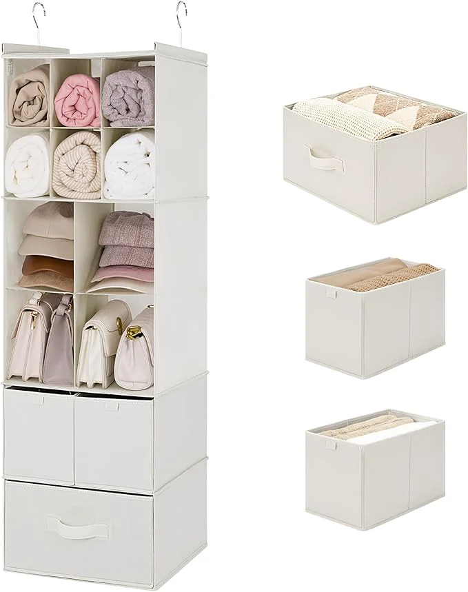 Superior GRANNY SAYS Hanging Closet Organizer with Drawers 6 Shelf Dividers Closet Hanging Organizer Portable Foldable Hanging Shelves for Closet Dorm Room Bedroom Kids Room BeigeAbout ThisOverview Artisan