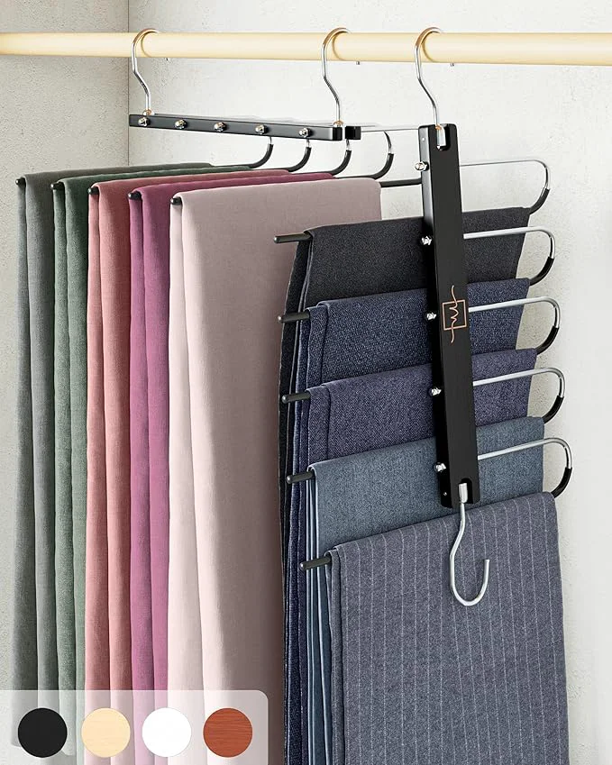 Fine MORALVE Pants Hangers Space Saving - 2 Pack European Beechwood Scarf and Jean Hangers - Closet Organizer and Space Saver Pant Rack Leggings Hanger and Scarf Holder with 360° Swivel HookAbout ThisOverview Sophisticated