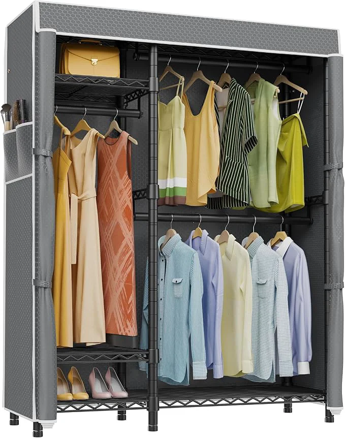 Advanced VIPEK V2C Heavy Duty Clothes Rack with Upgraded Polyester Cover Metal Portable Closet with Adjustable Shelves Hanging Rods standing Wardrobe Closet for Bedroom Max Load 700LBSAbout ThisOverview Functional