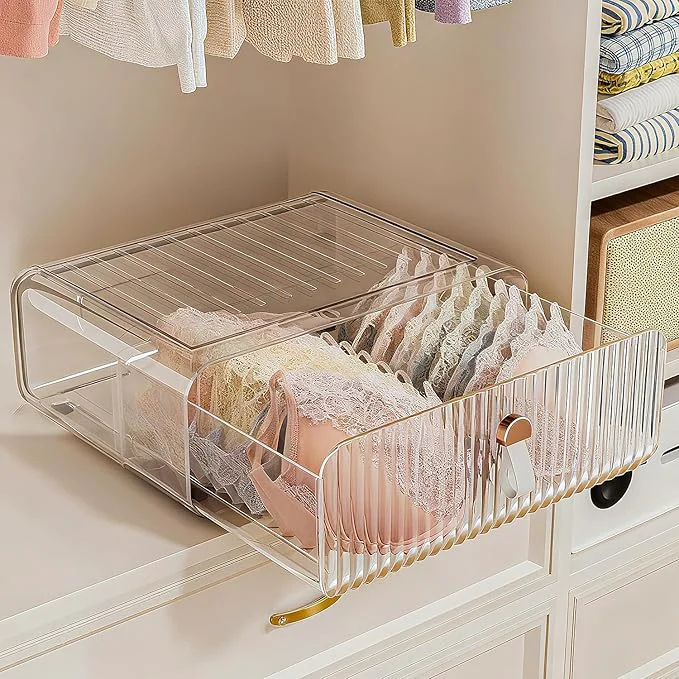 Carefully Designed Neprock Underwear Drawer Organizer - Stackable Bra Organizer for Closet 1 Cell Clear Acrylic Bra Storage Box Closet Organizers and Storage for Lingerie Undergarment Baby Clothes ScarfAbout ThisOverview Long-Lasting