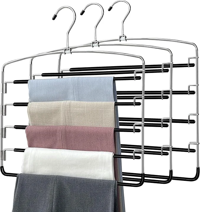 Green Pants Hangers 3 Pieces 5 Tier Closet Organizers and Storage Clothes Hanger Hangers Space Saving with Swing Arm Multiple Metal Hanger Clothes Organization for Pants Trousers Jeans Leggings SlacksAbout ThisOverview Long-Lasting