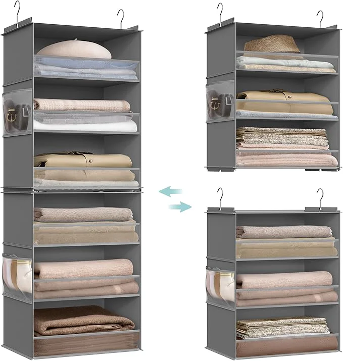 Trusted SONGMICS Hanging Closet Organizer 6-Tier Fabric Storage Shelf Separable Closet Hanging Shelf with Side Pockets Foldable Metal Hooks and Bamboo Inserts Dove Gray URCH007G01About ThisOverview Breathable