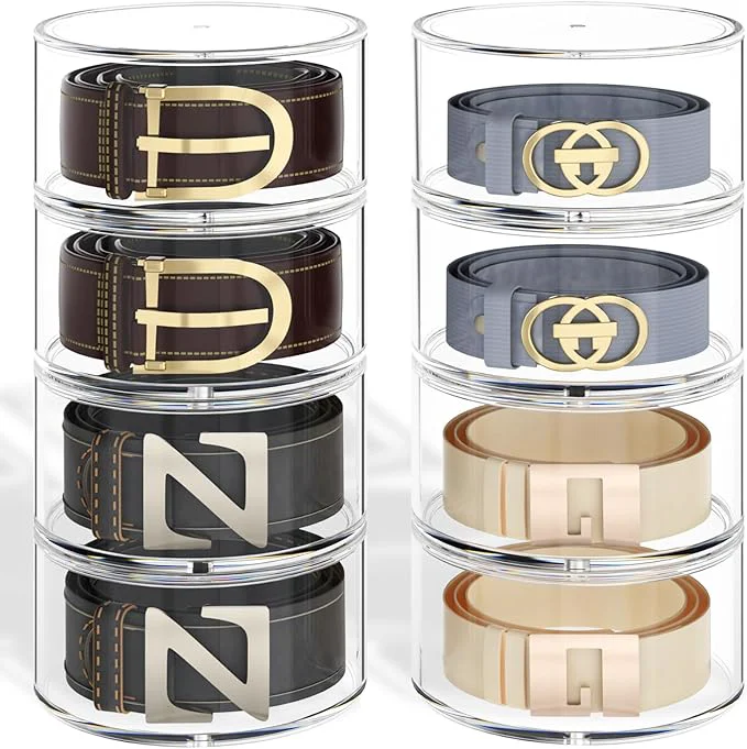 Modern Belt Organizer for Closet Storage Clear Acrylic 8-Layer Stackable Belt Box Space-Saving Neat Case HolderAbout ThisOverview Authentic